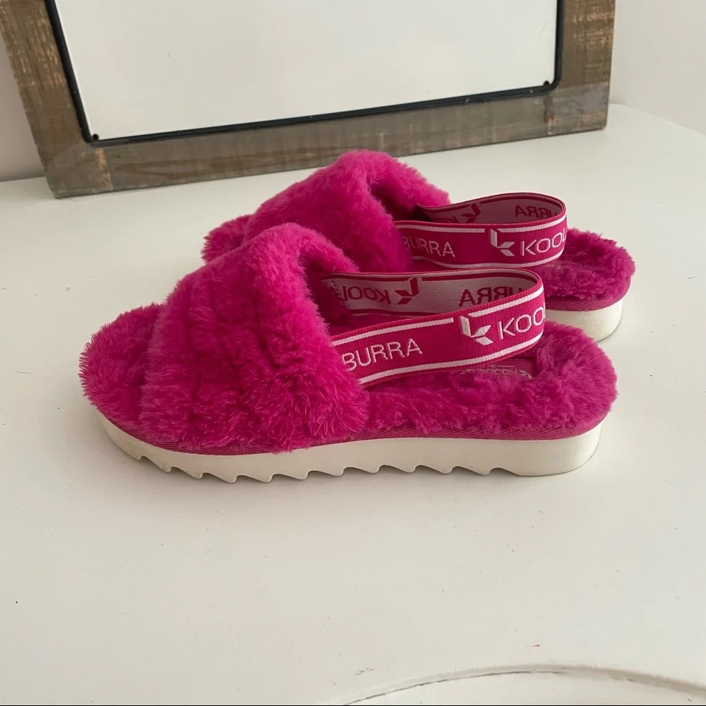 Koolaburra by UGG Kid's Backstrap Slide Sandals Fuzz'n Pink Size 2